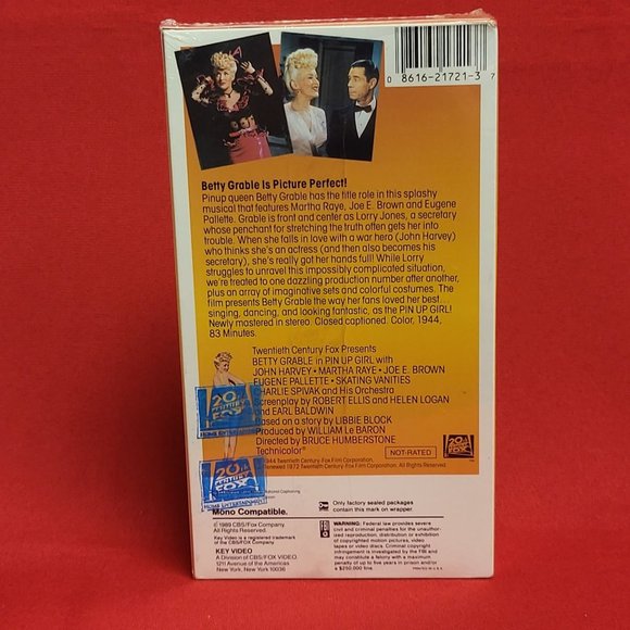 Pin Up Girl in Technicolor Betty Grable 1989 VHS New Sealed - Picture 2 of 8